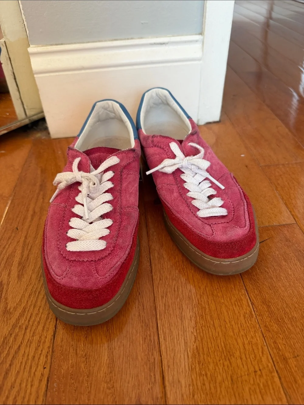 DATE Pink Suede Lace-Up Sneakers
